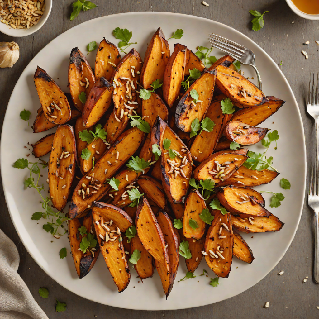 Garlic and Honey Glazed Roasted Sweet Potatoes