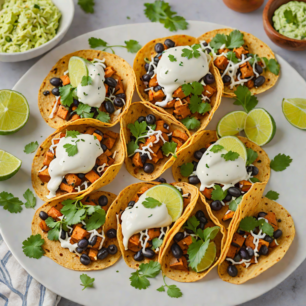 Half-Baked Sweet Potato and Black Bean Tacos with Cilantro Lime Crema