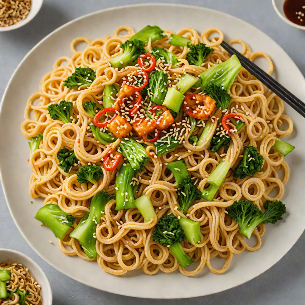 Stir-Fried Udon Noodles with Spicy Sesame and Bok Choy