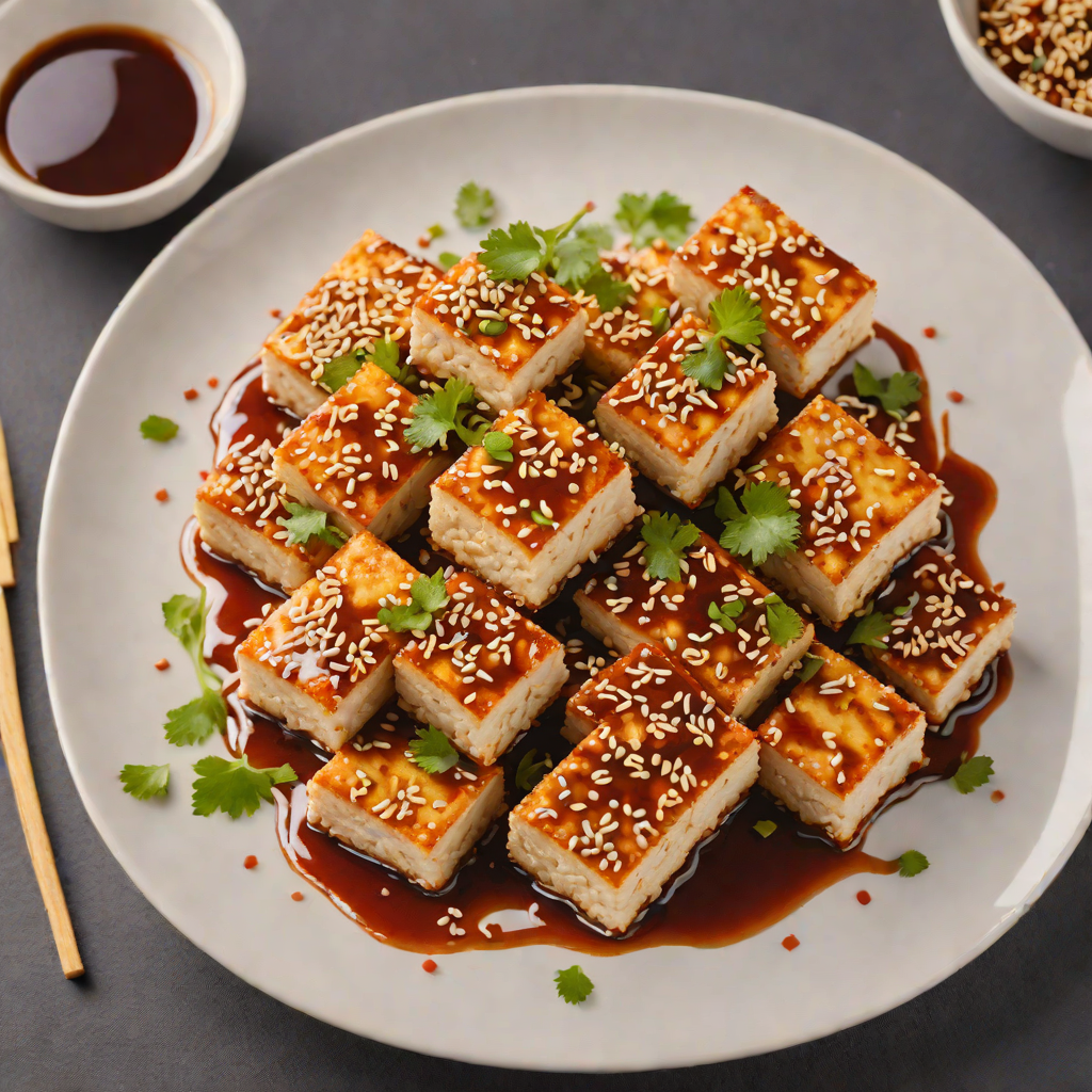 Pan-Fried Tofu with Sweet Chili Glaze and Sesame Seeds