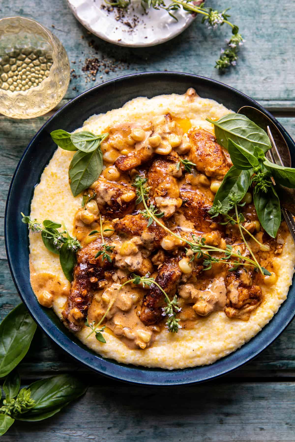 Roasted Corn and Cheddar Polenta Cakes with Herb Aioli