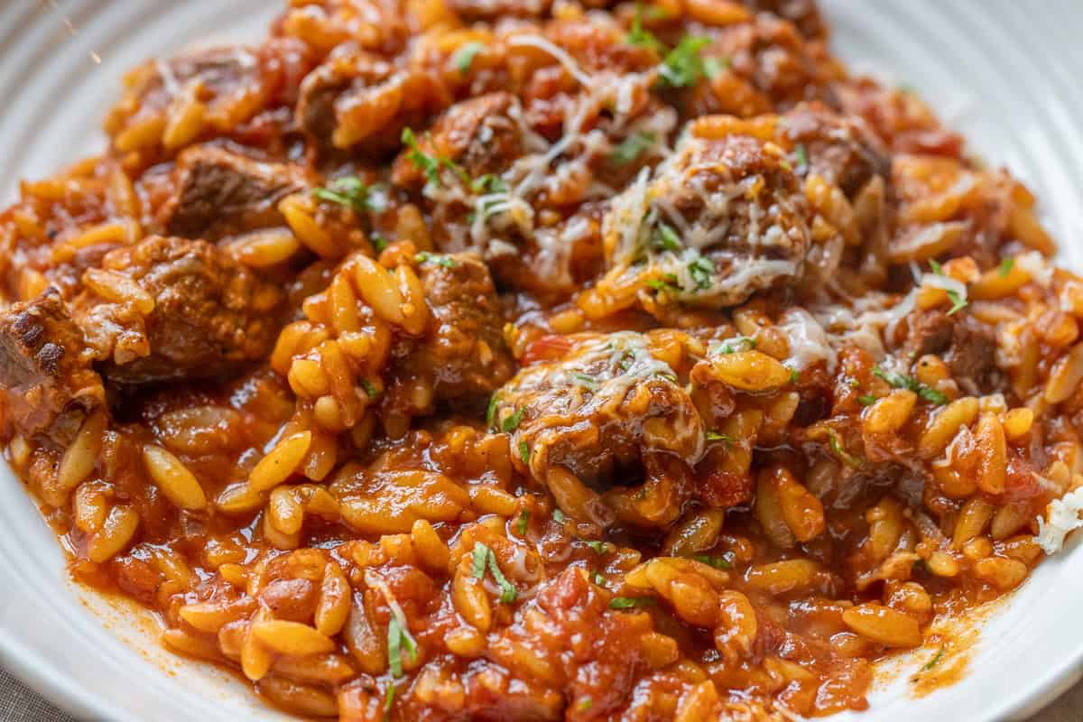 Oven-Baked Youvetsi with Tender Beef and Orzo