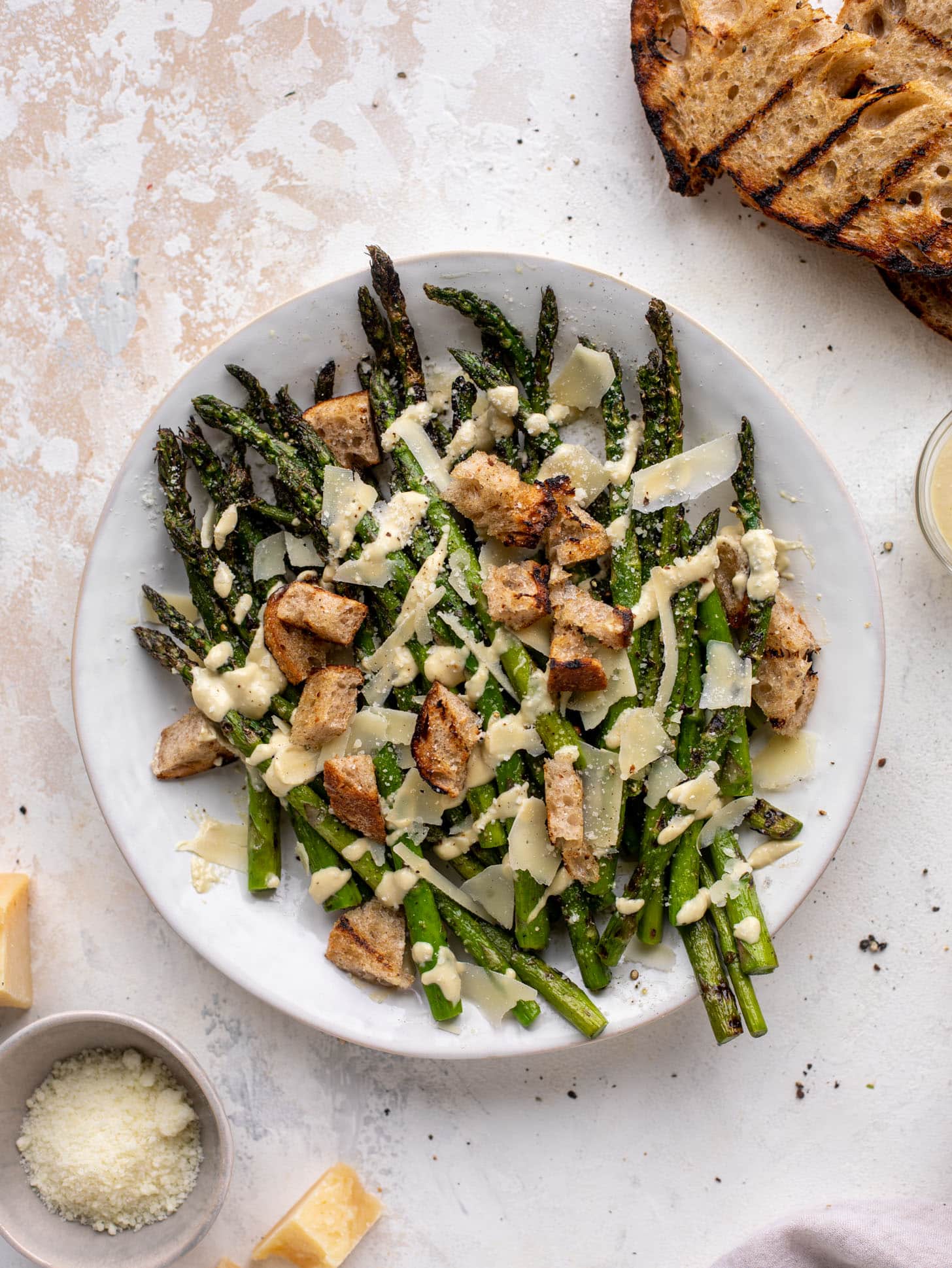 Grilled Asparagus Caesar Salad with Anchovy Dressing