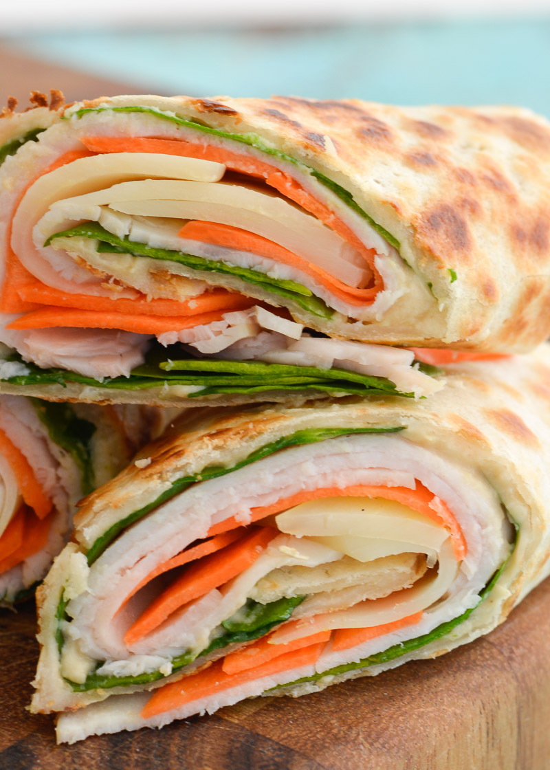 Kid-Friendly Turkey and Cheese Wraps with Hummus