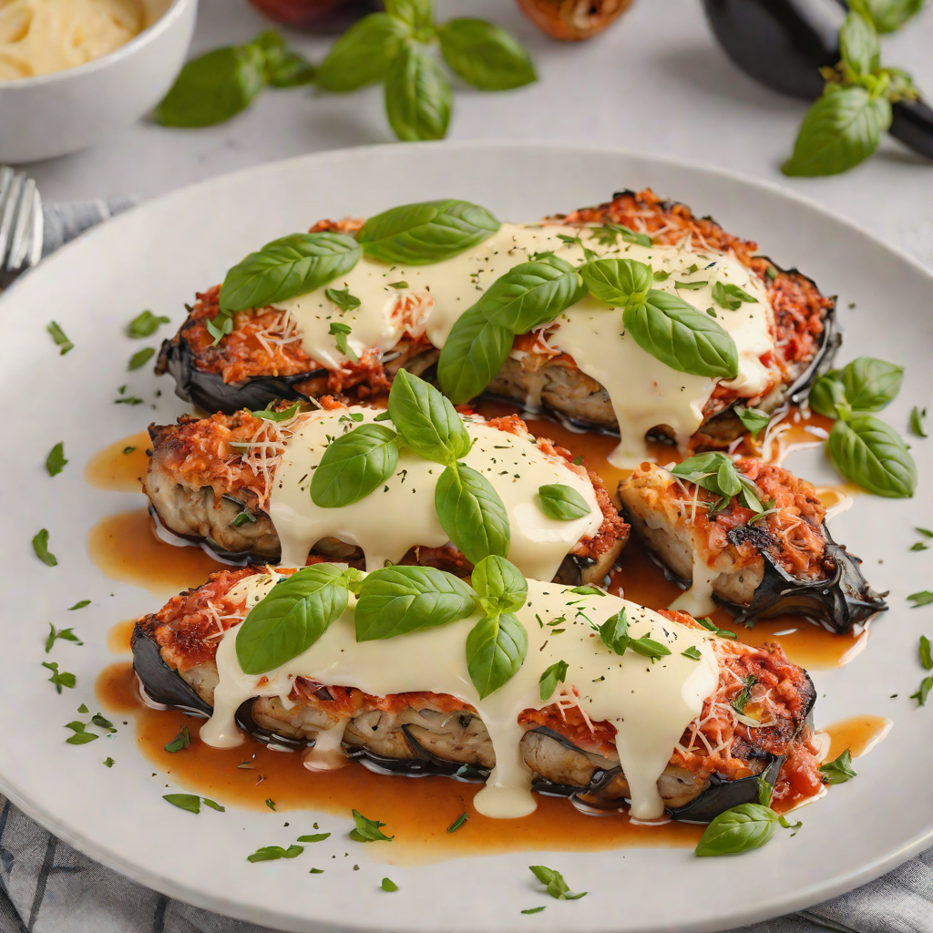 Eggplant Baked Parmesan with Mozzarella and Basil