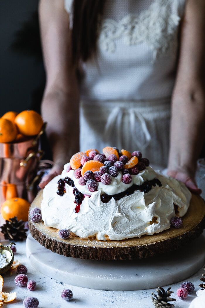 Finger Lime and Davidson’s Plum Pavlova with Wattleseed Whipped Cream