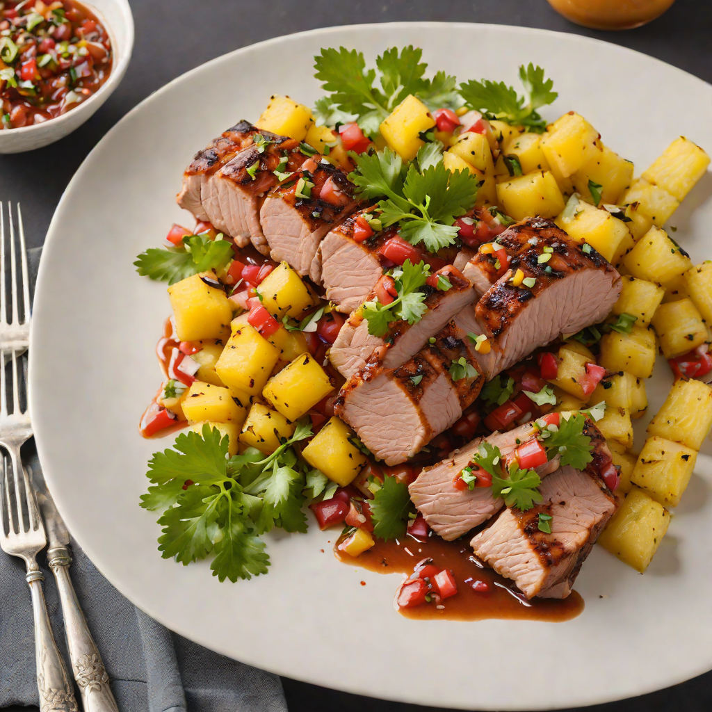 Smoky Bourbon-Glazed Pork Tenderloin with Charred Pineapple Salsa