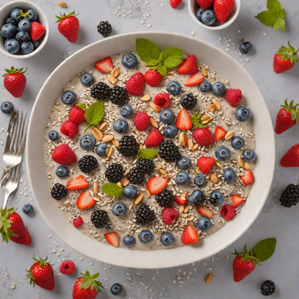 No-Bake Chia Seed Pudding with Vanilla and Fresh Berries