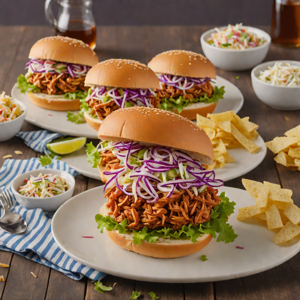 Barbeque Pulled Chicken Sandwiches with Tangy Slaw