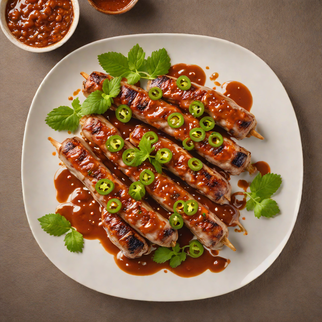 Grilled Pork Sausage with Spicy Jalapeño Barbecue Sauce