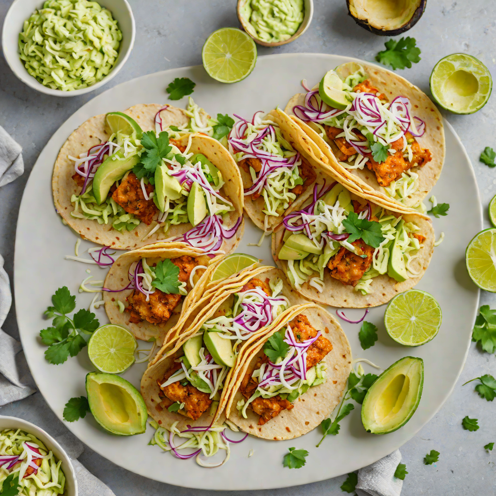 Baked Mexican-Style Fish Tacos with Avocado Crema and Cabbage Slaw
