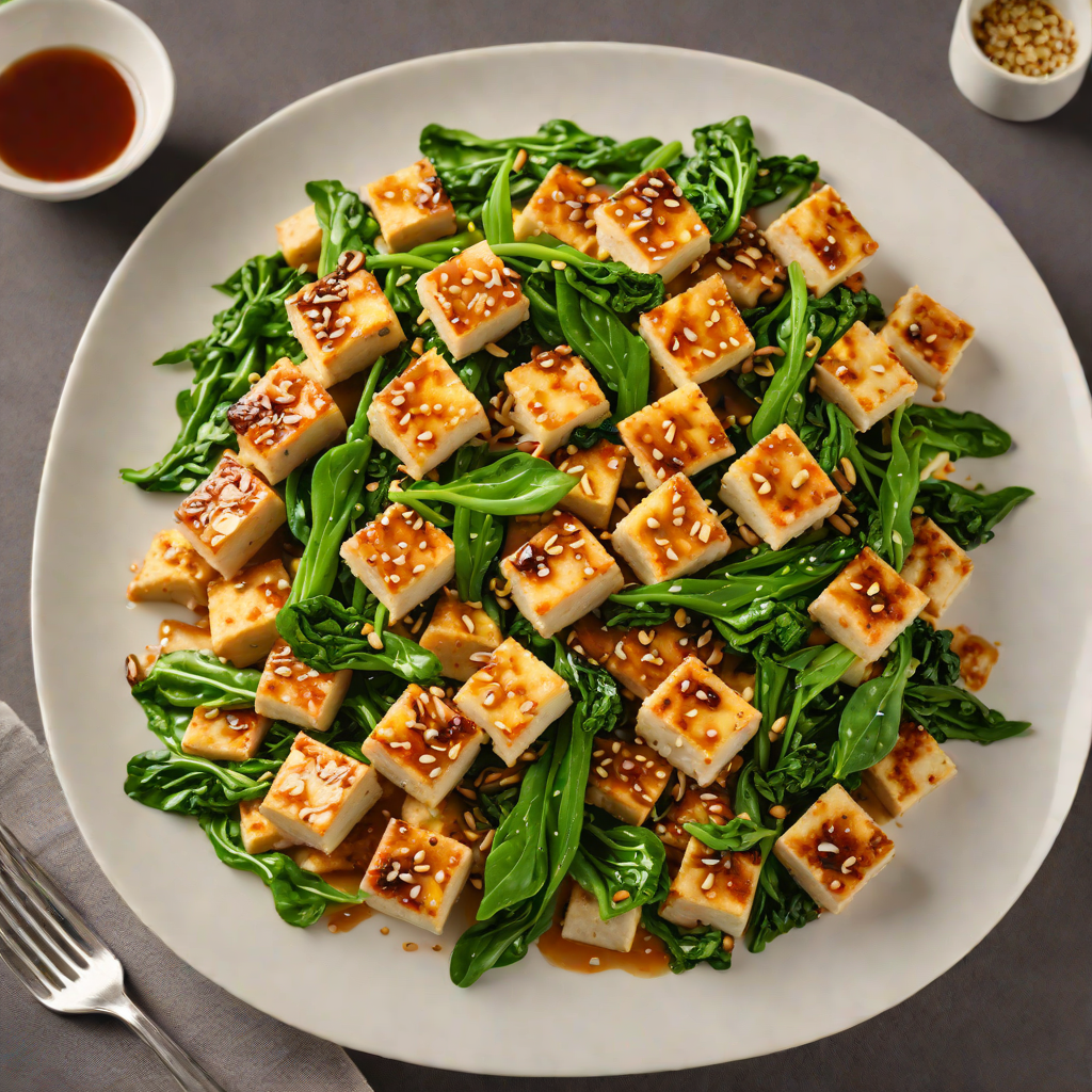 Stir-Fried Tofu with Garlic and Chinese Broccoli
