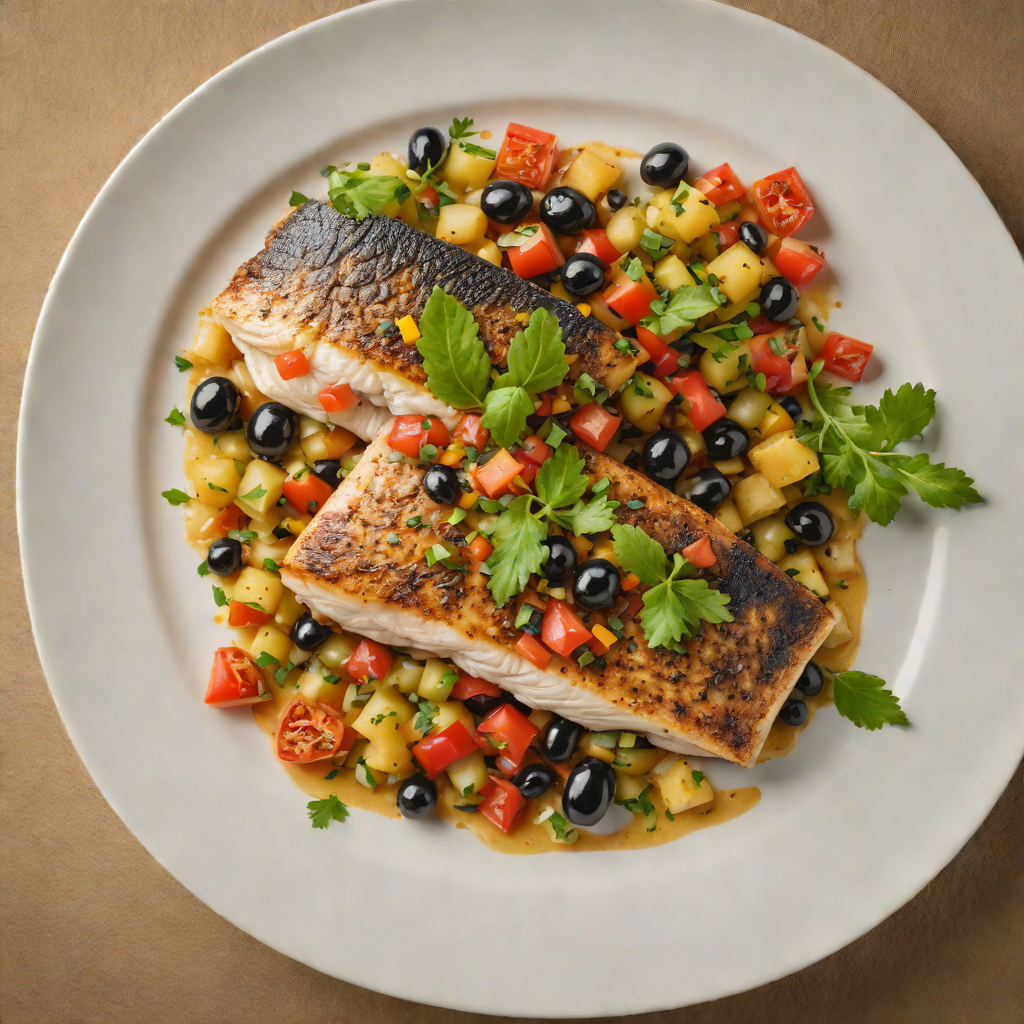 Pan-Seared Sea Bass with Olive and Tomato Mediterranean Salsa