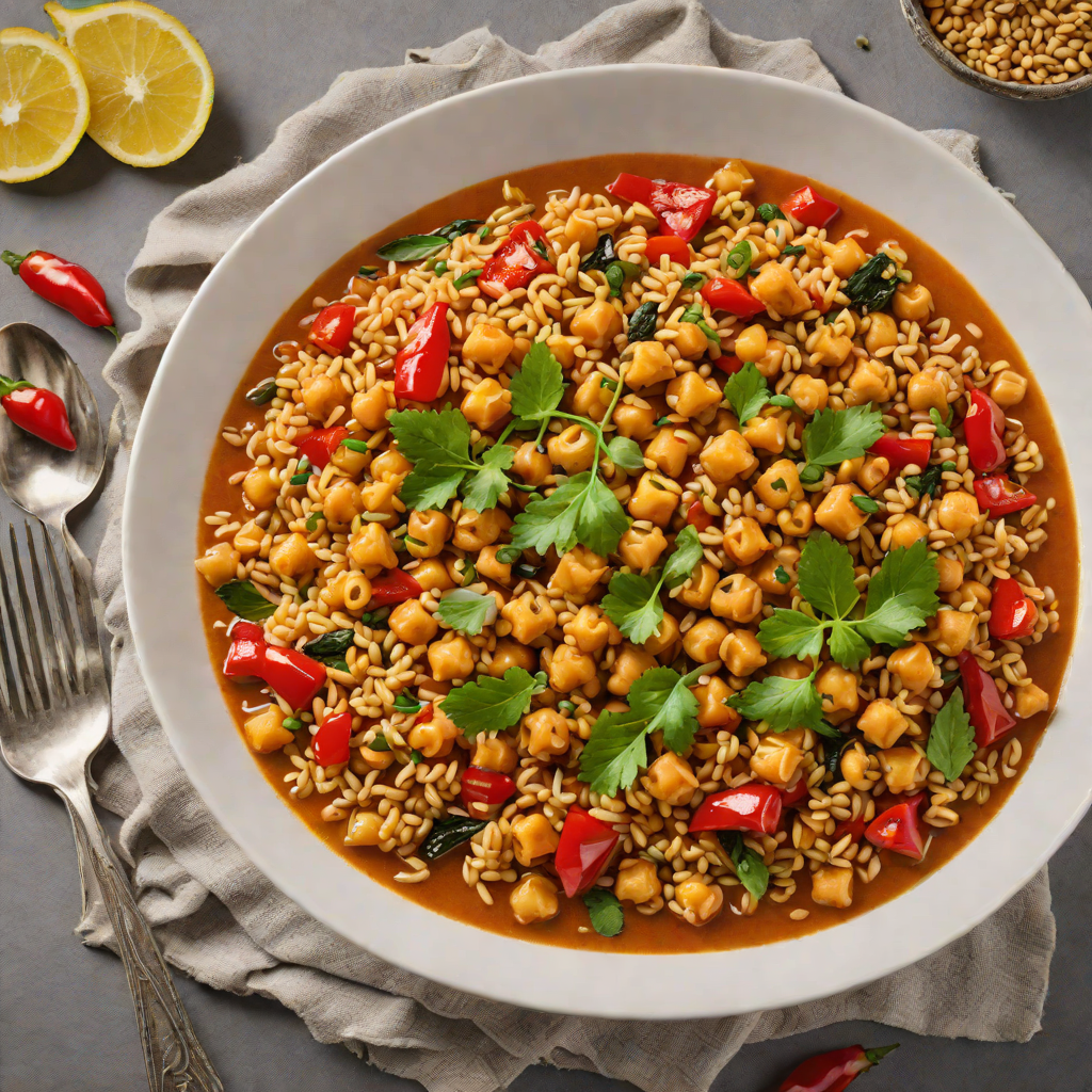 Spiced Chickpea and Barley Stew with Roasted Red Peppers