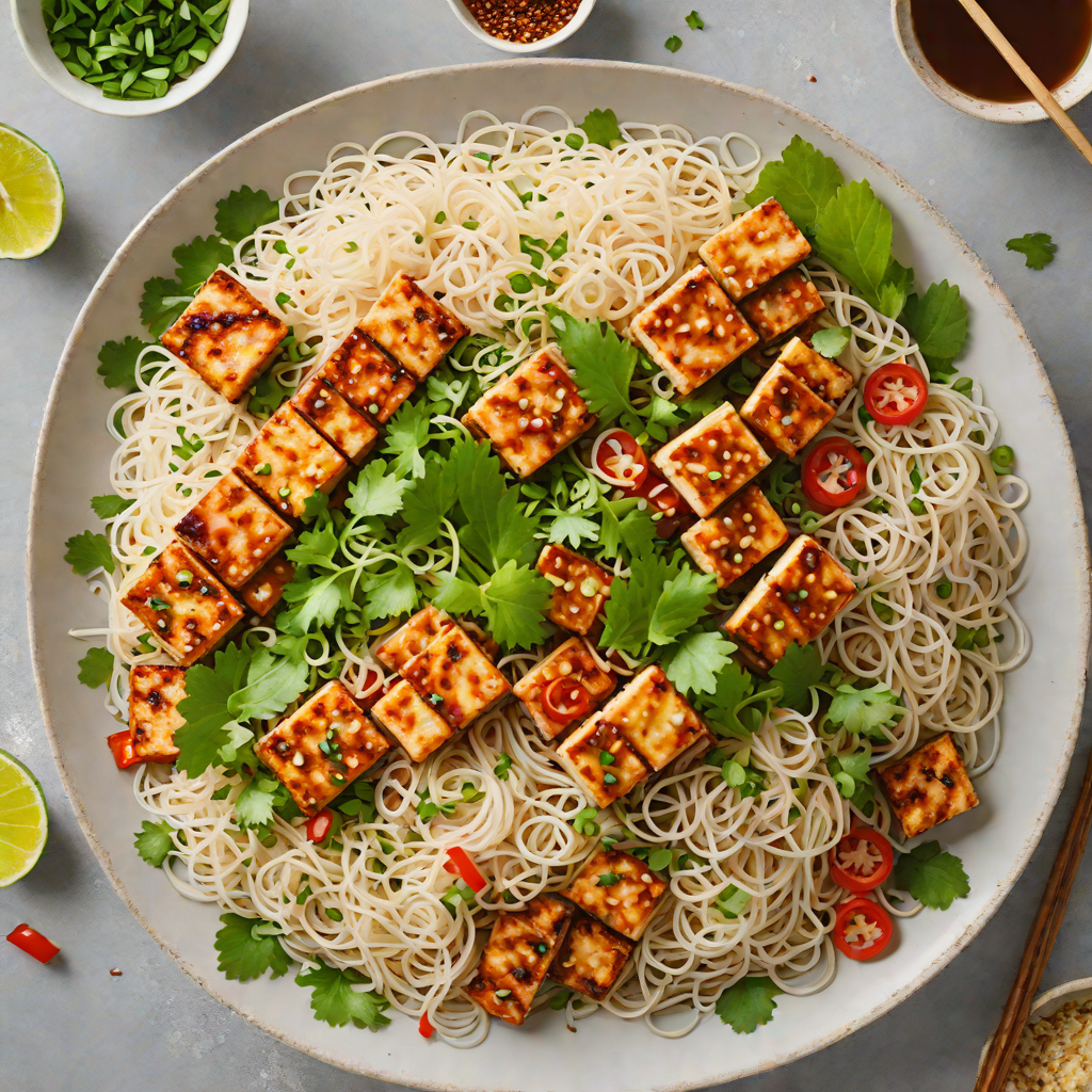 Vegetarian Vietnamese Vermicelli Bowl with Grilled Tofu and Nuoc Cham