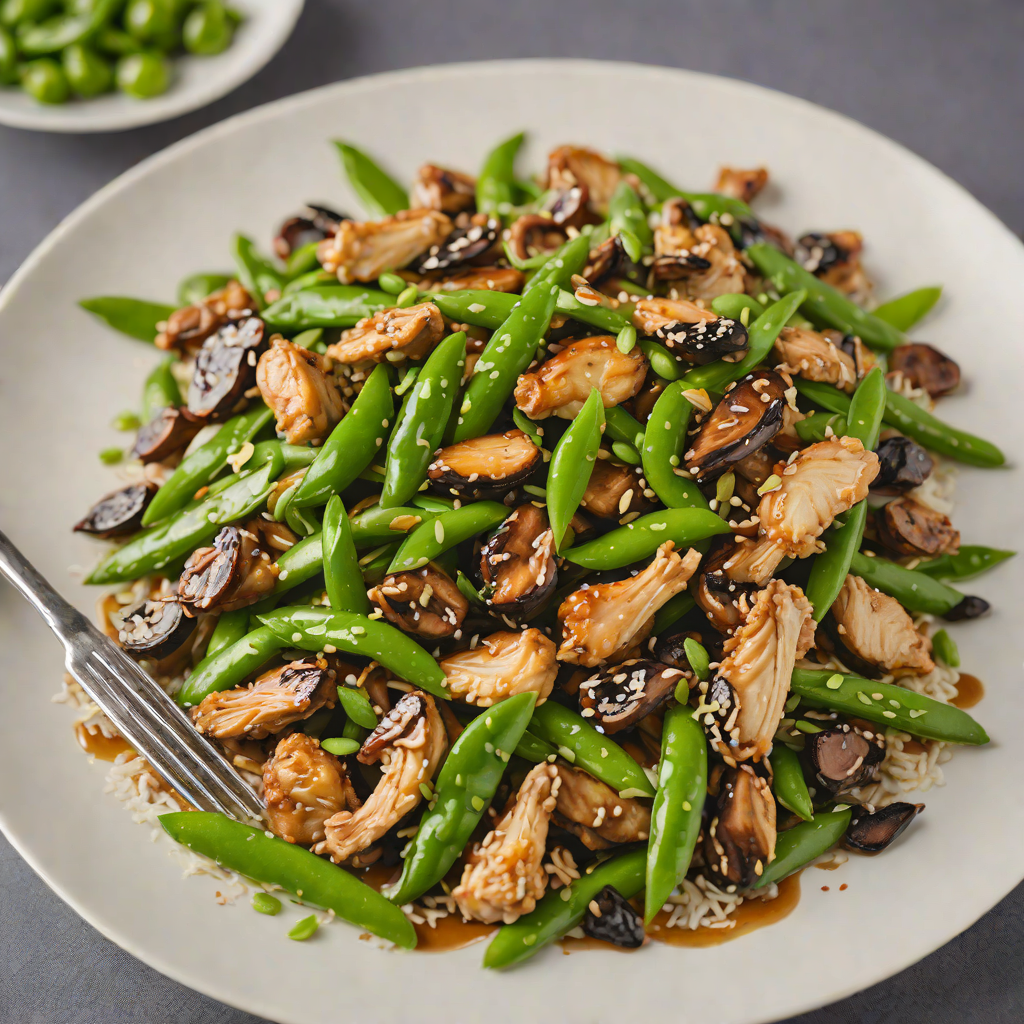 Stir-Fried Ginger Chicken with Snow Peas and Shiitake Mushrooms