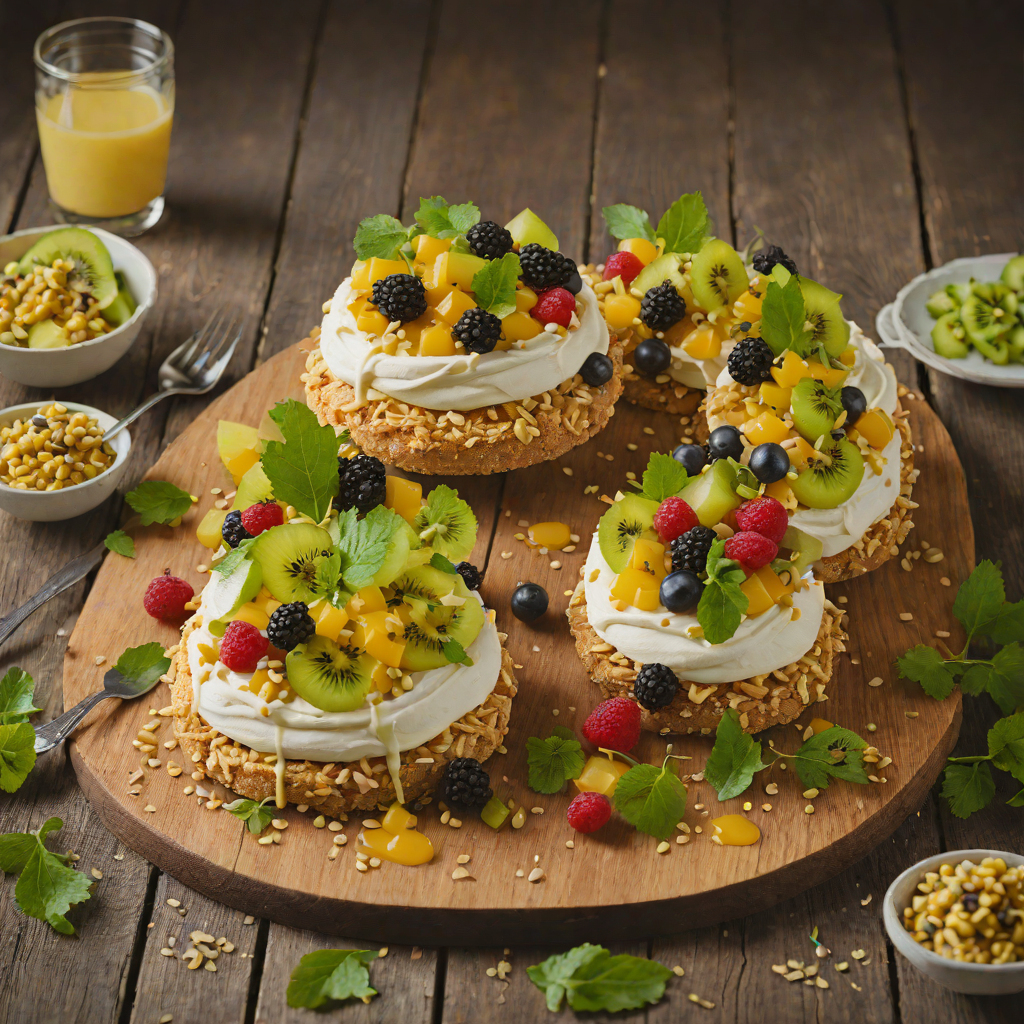 Macadamia-Crusted Pavlova with Passionfruit and Kiwi