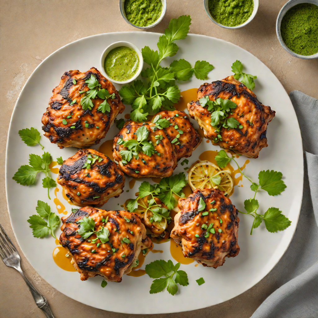 Tandoori-Spiced Chicken Thighs with Cilantro Mint Chutney