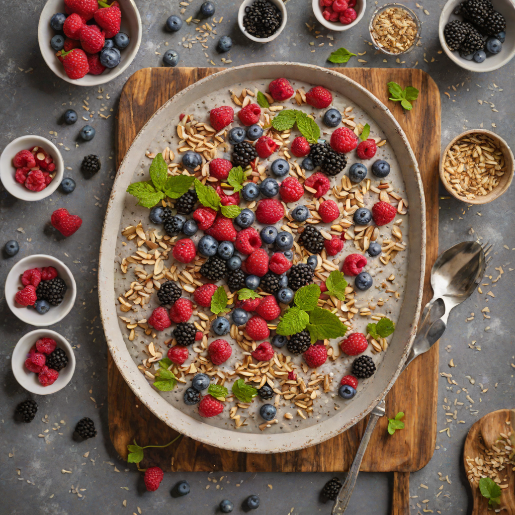 No-Bake Chia and Coconut Pudding with Mixed Berries