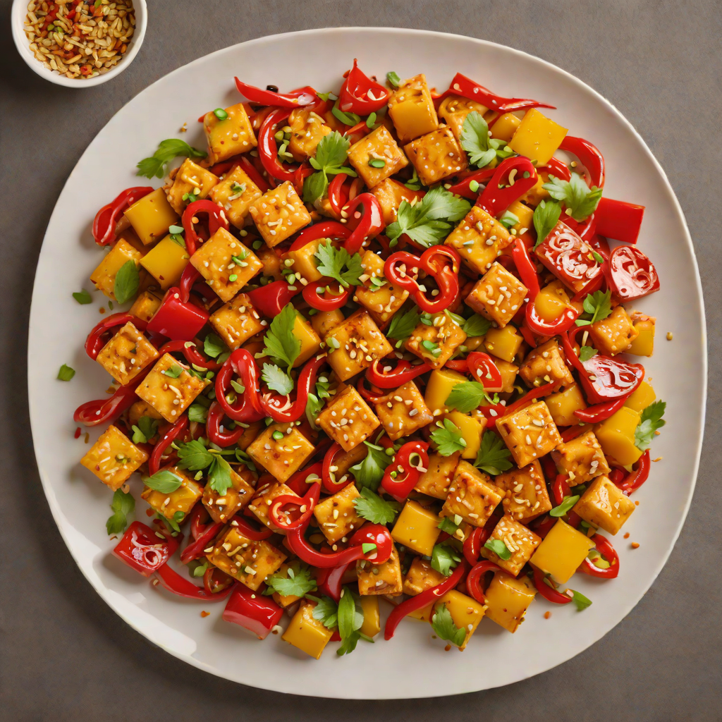 Stir-Fried Szechuan Tofu with Bell Peppers and Garlic