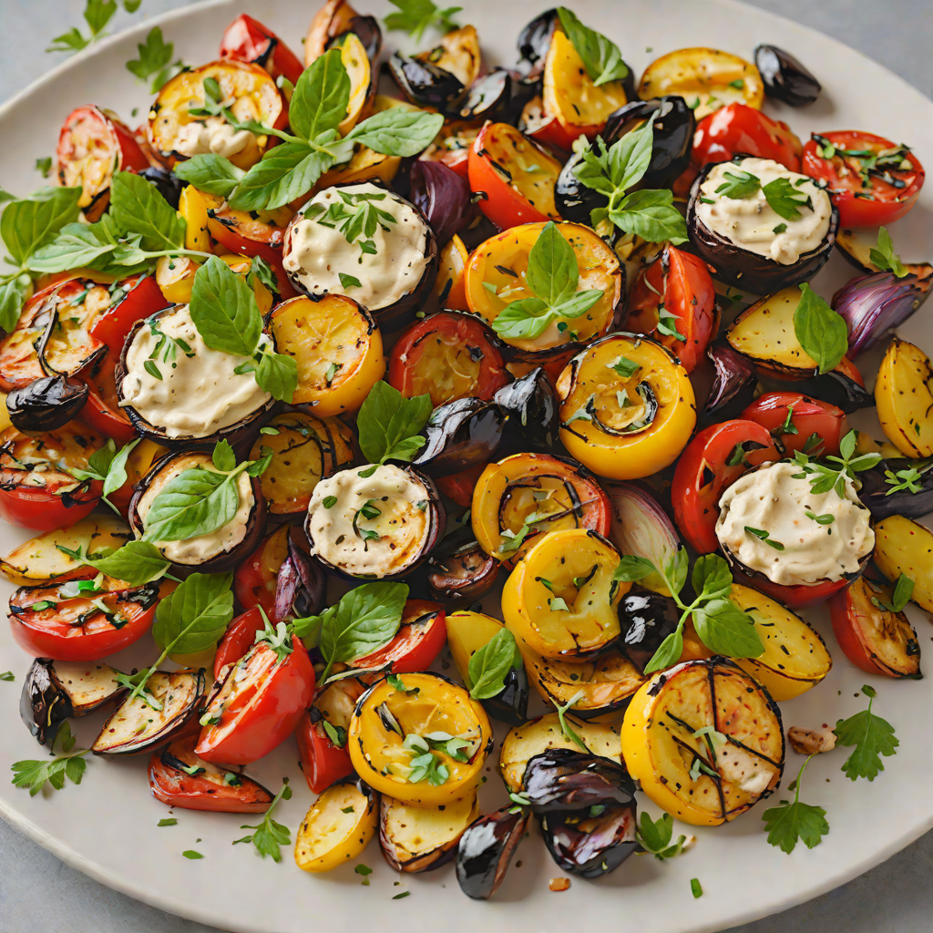 Herb-Roasted Mediterranean Vegetables with Tahini Drizzle