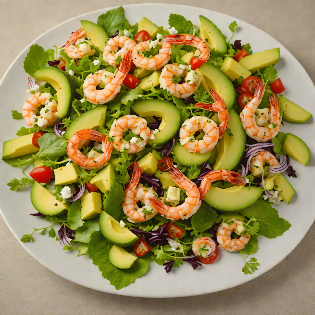 Garlic-Lime Shrimp Salad with Avocado and Mixed Greens