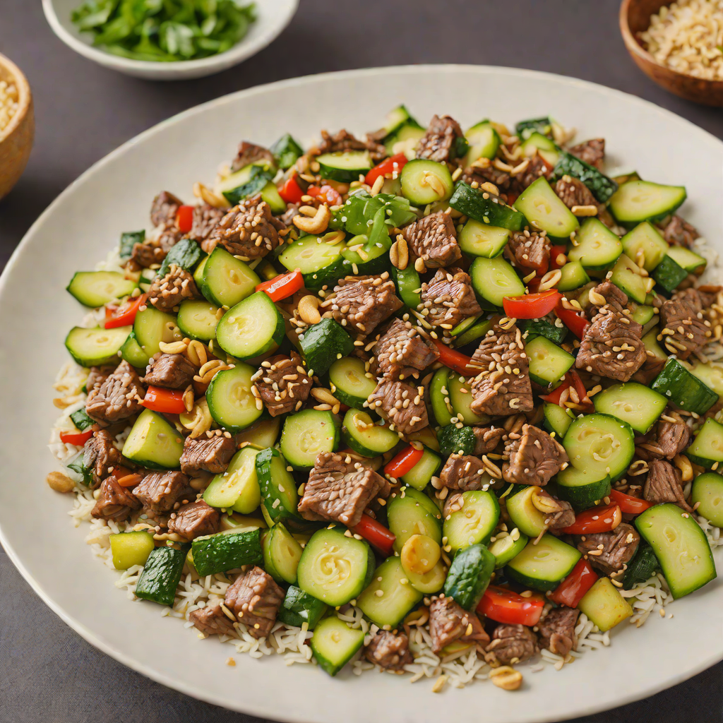 Sautéed Beef and Zucchini Stir-Fry with Ginger and Cashew