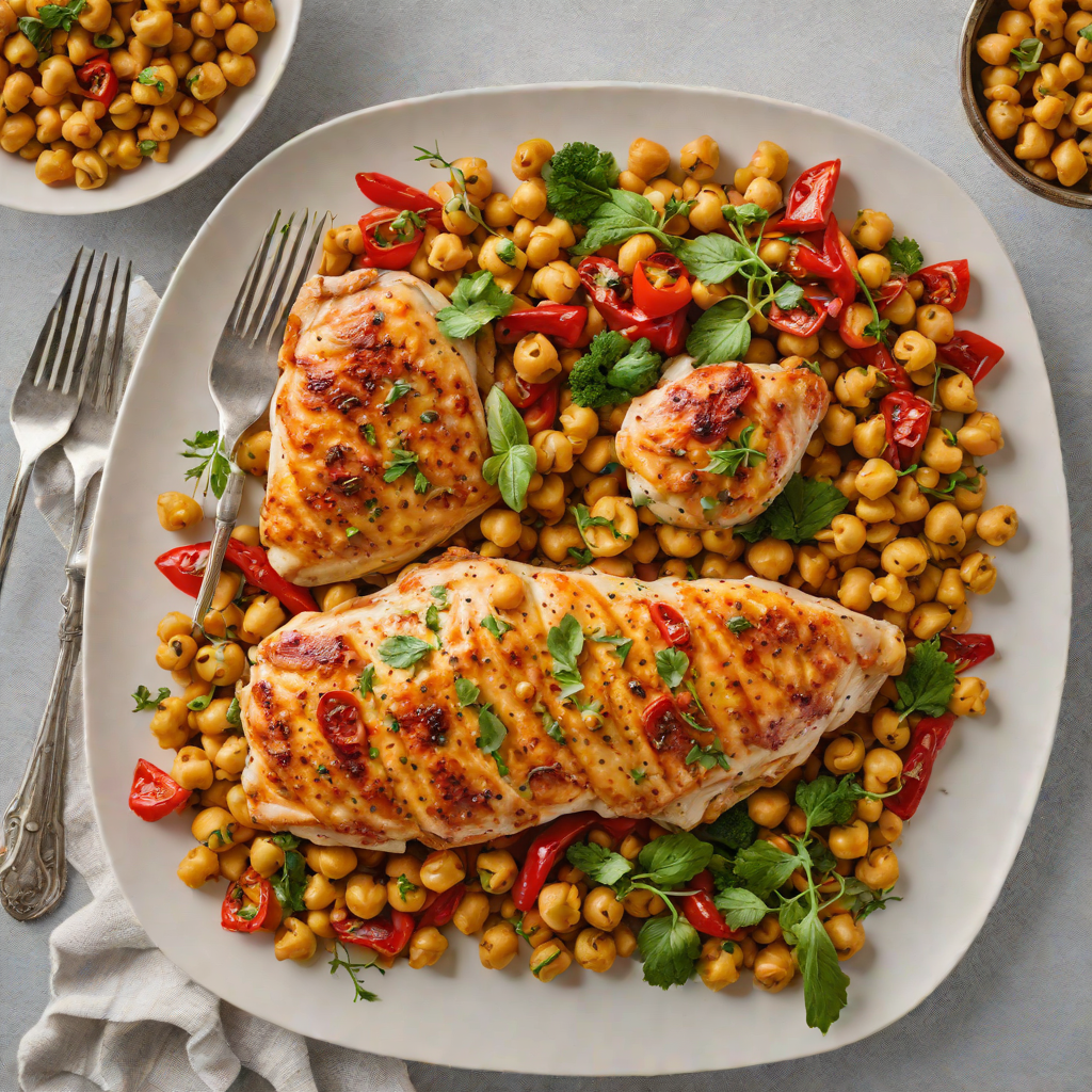 Harissa-Spiced Sheet Pan Chicken with Chickpeas and Roasted Peppers