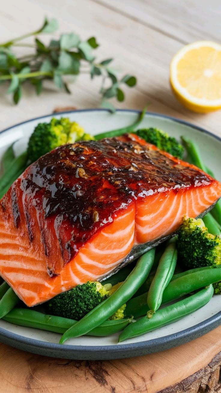 Pan-Seared Salmon with Soy-Lime Glaze and Sesame Greens