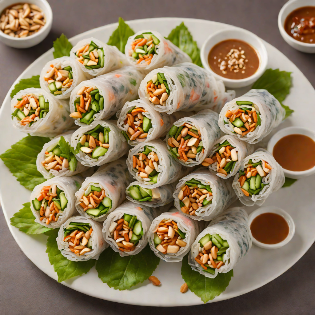 Crisp Vietnamese Rice Paper Rolls with Peanut Dipping Sauce