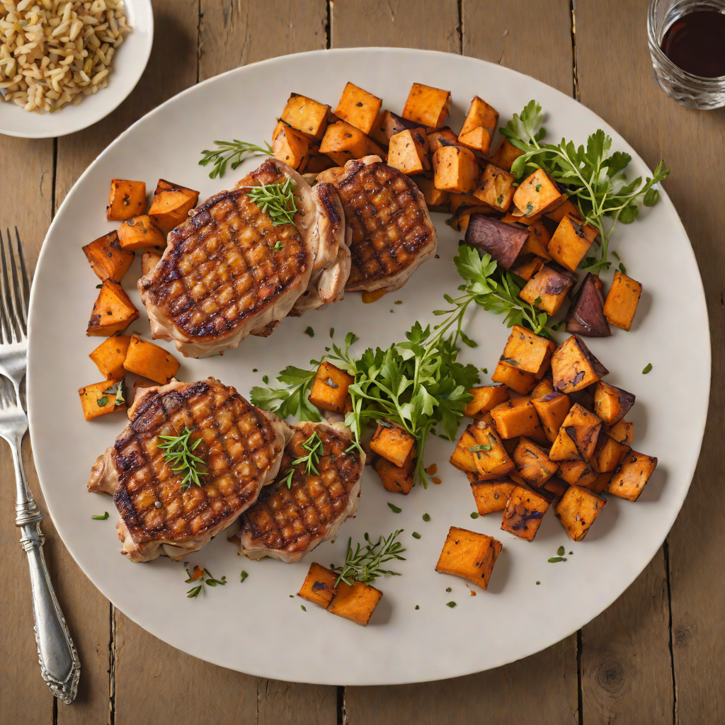 Spiced Pan-Seared Pork Chops with Roasted Sweet Potatoes
