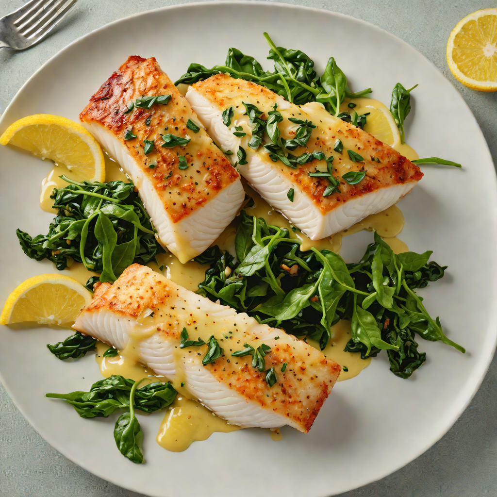 Pan-Seared Cod with Lemon-Caper Butter and Wilted Spinach