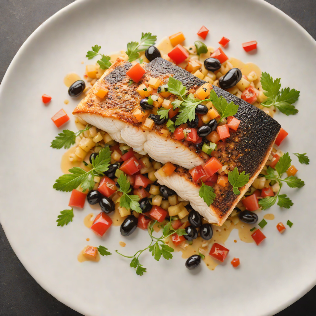 Pan-Seared Sea Bass with Tomato-Olive Salsa