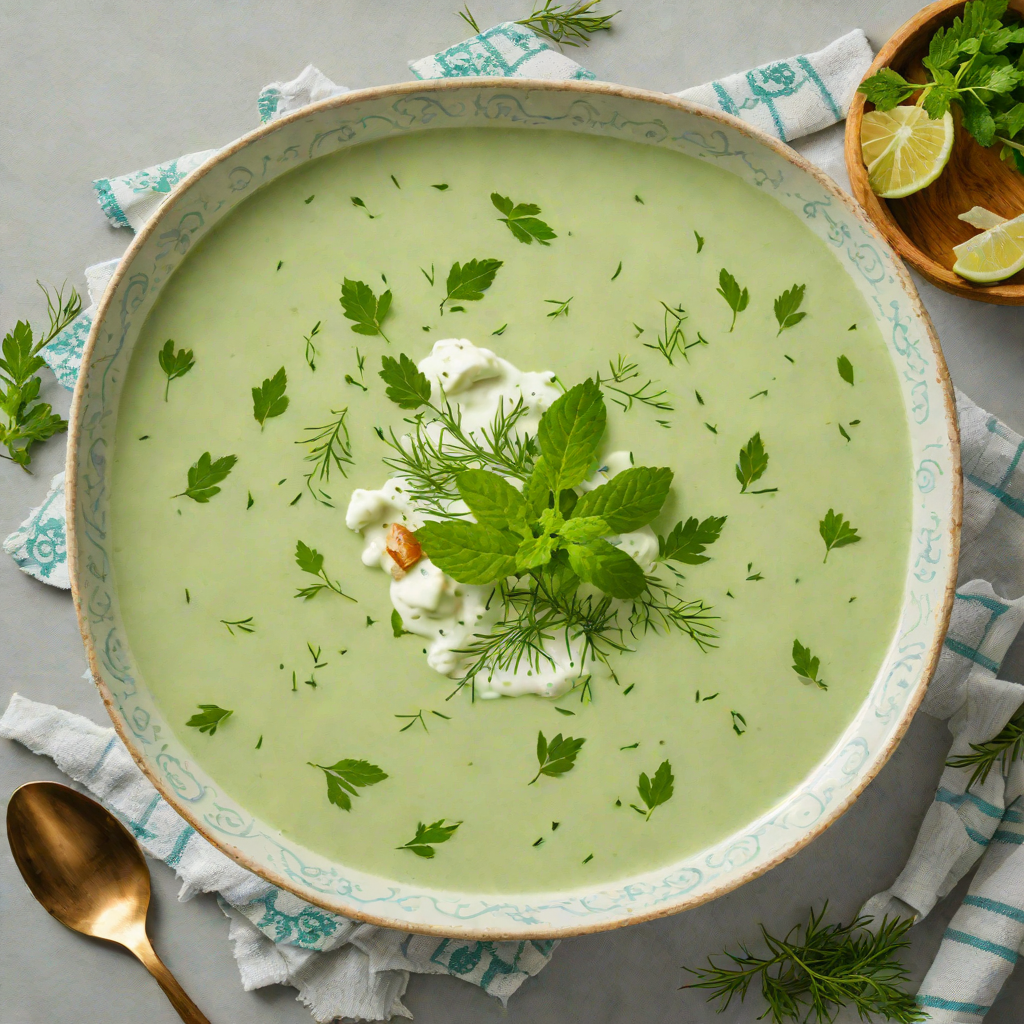Chilled Cucumber-Yogurt Soup with Dill and Mint
