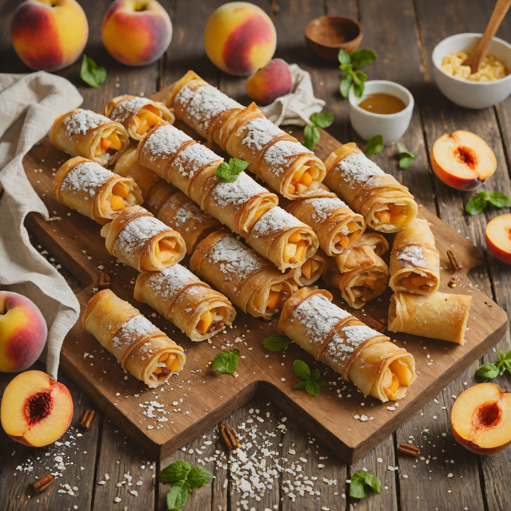 Peach and Mascarpone Phyllo Rolls with Cinnamon Sugar