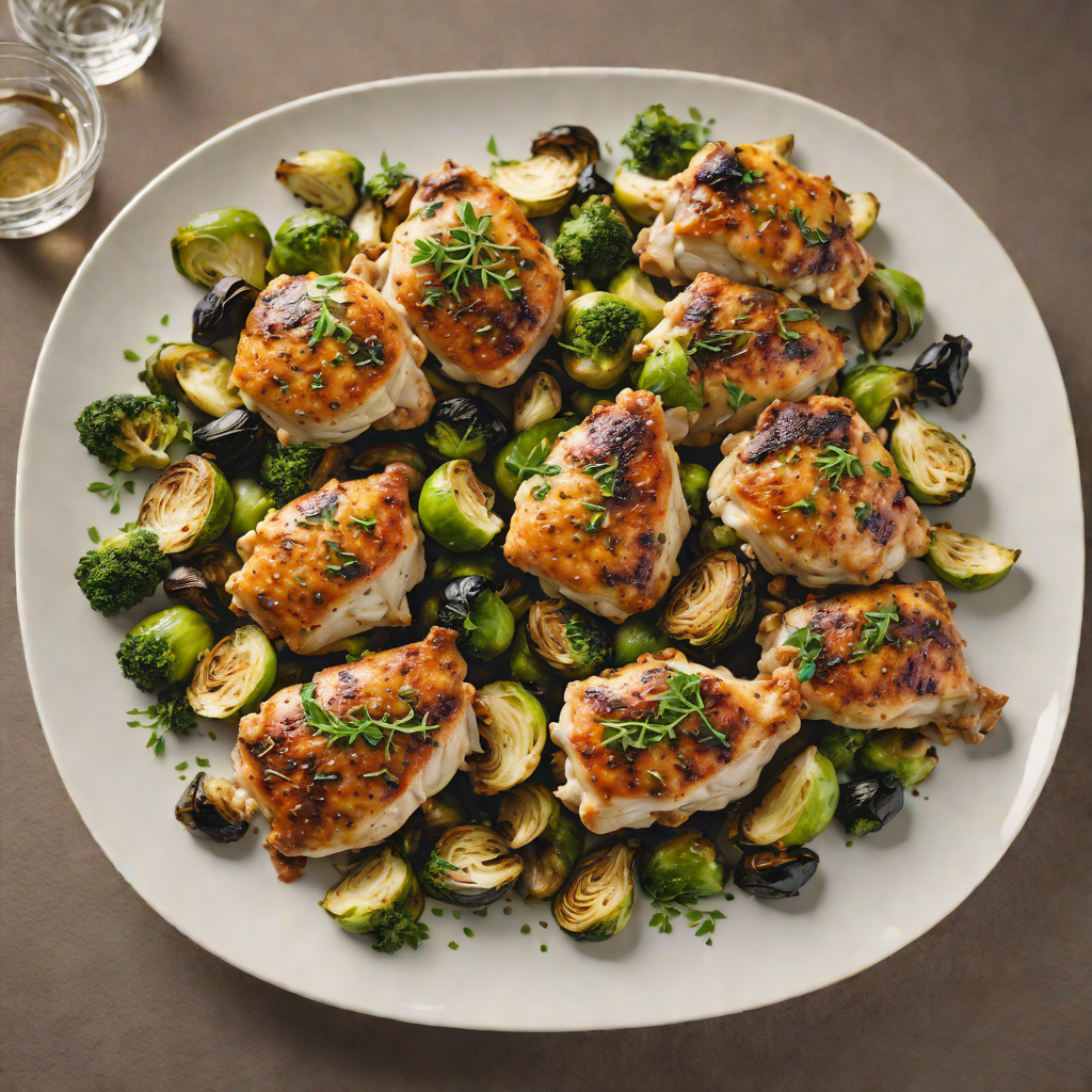 Sautéed Garlic Herb Chicken Thighs with Roasted Brussels Sprouts