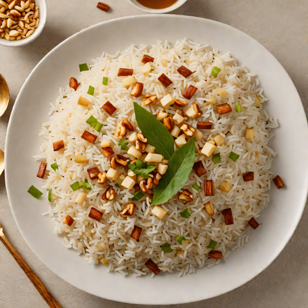 Tiki-Style Coconut Rice with Toasted Macadamia Nuts