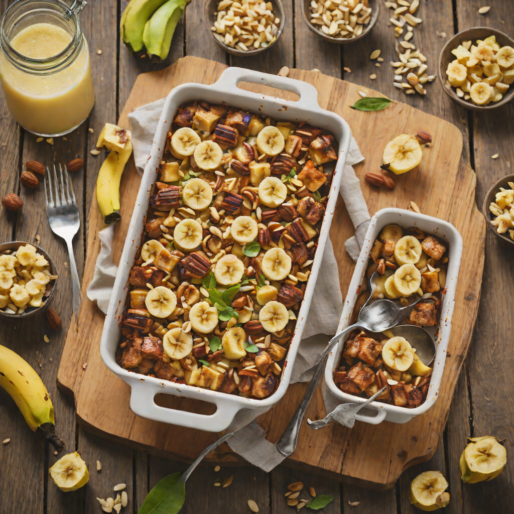 Toasted Banana and Macadamia Nut Tiki Bread Pudding