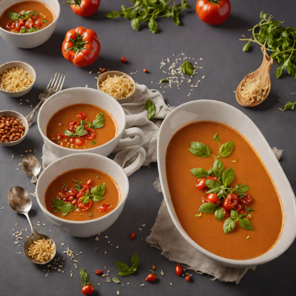 Slow-Roasted Tomato and Garlic Soup with Hidden Basil Oil
