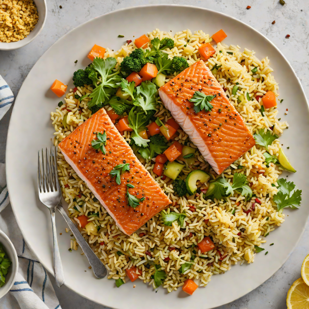 Sheet Pan Moroccan-Spiced Salmon with Cauliflower Rice