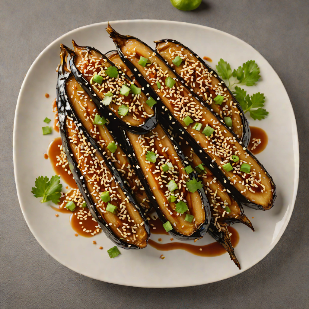 Japanese Miso-Glazed Eggplant with Scallion and Sesame Garnish