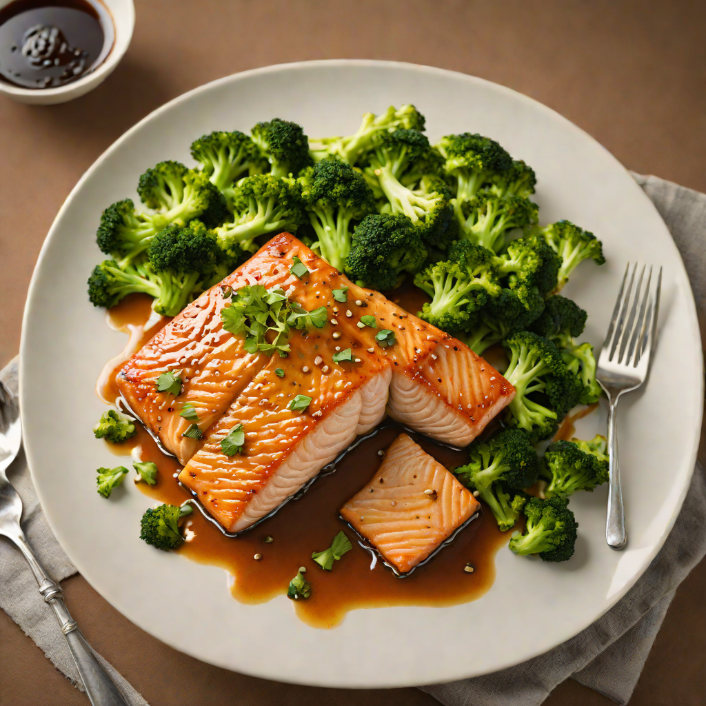 Pan-Seared Miso-Glazed Salmon with Ginger-Soy Broccoli