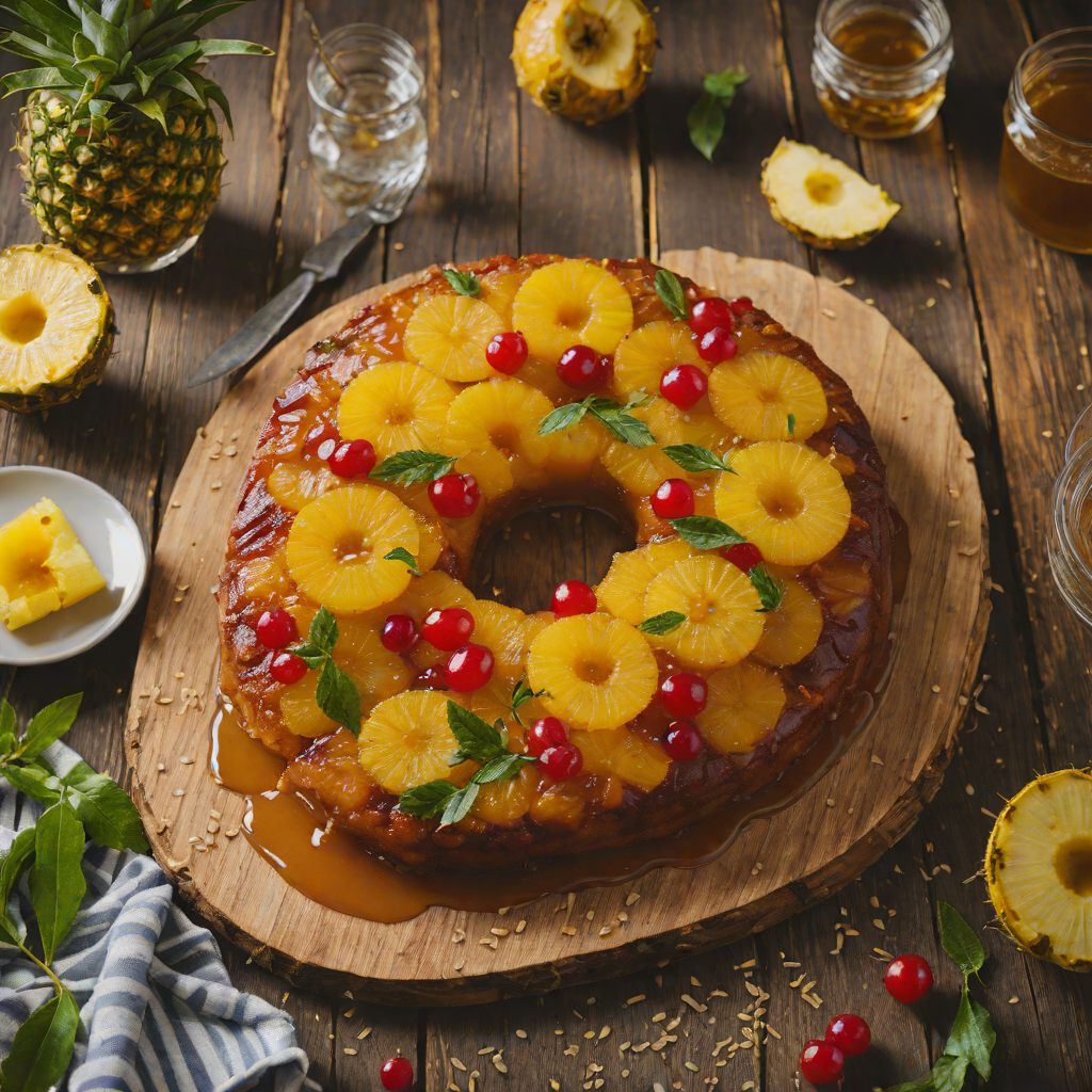 Golden Rum-Soaked Pineapple Upside-Down Cake
