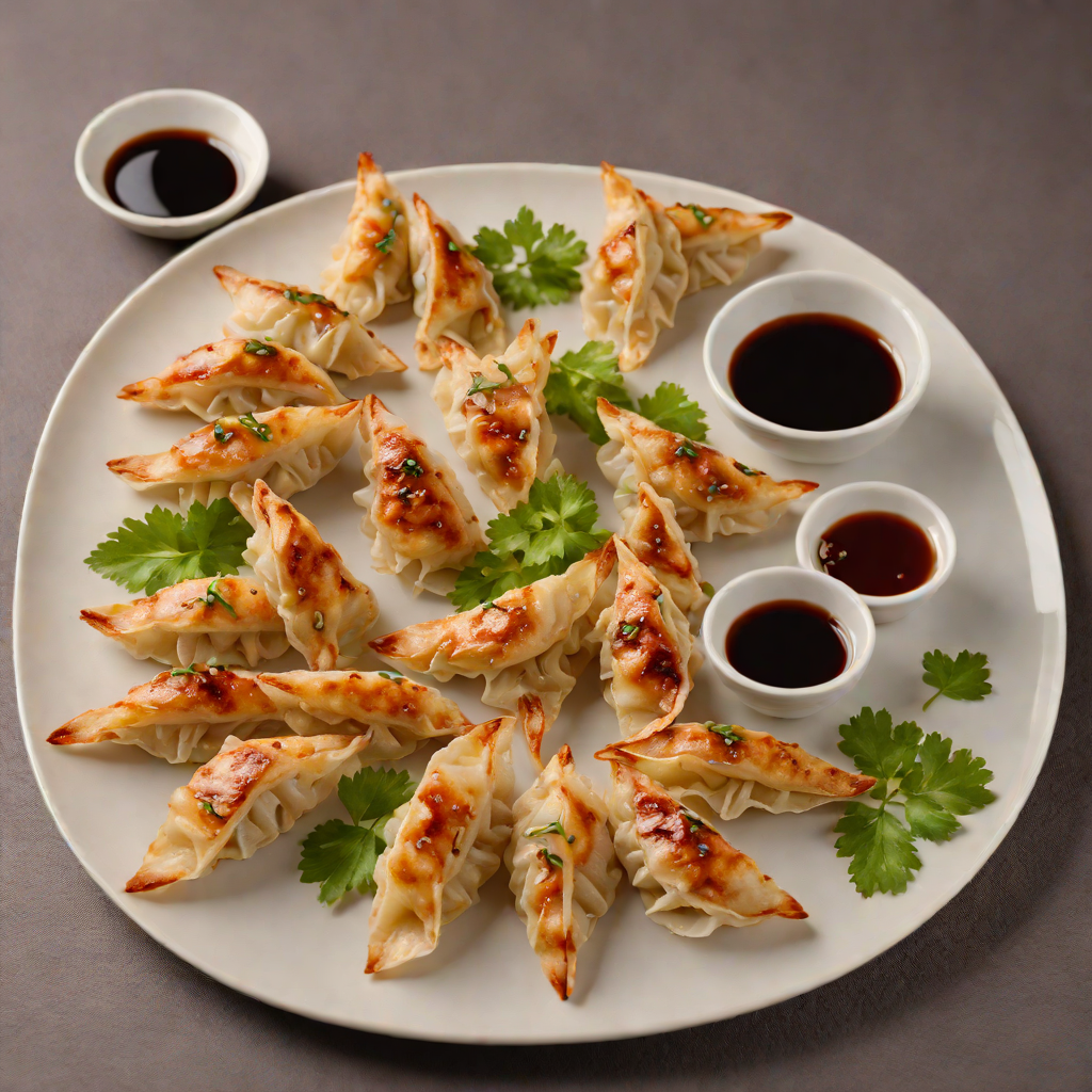 Pan-Fried Gyoza with Soy Dipping Sauce