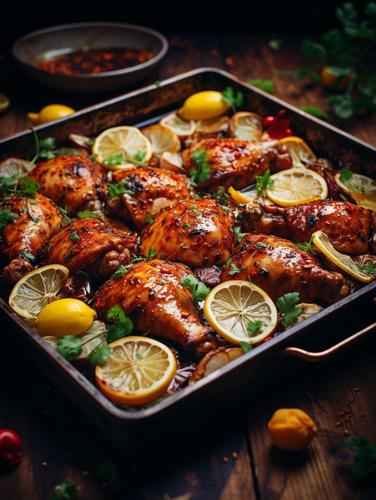 Lemon-Herb Roasted Chicken with Garlic Potatoes