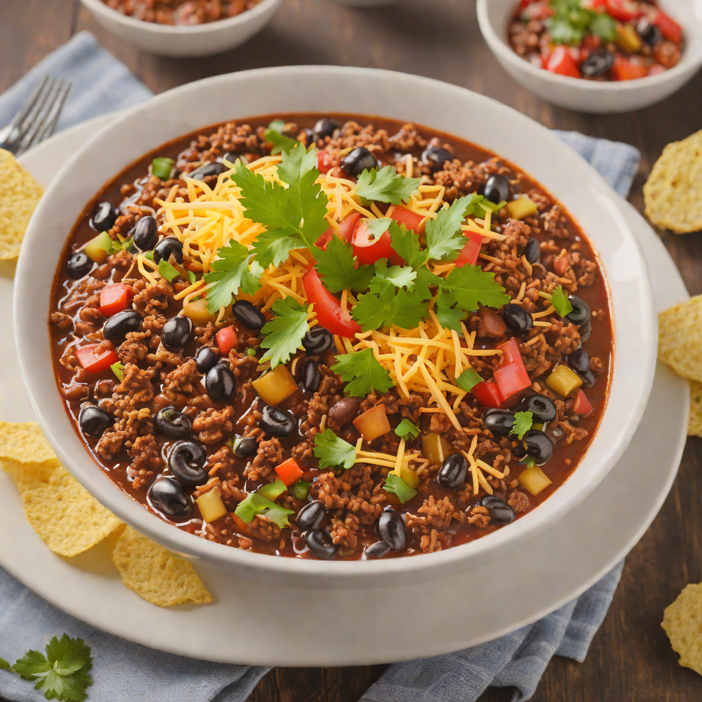 Texan-Style Chili with Ground Beef and Black Beans