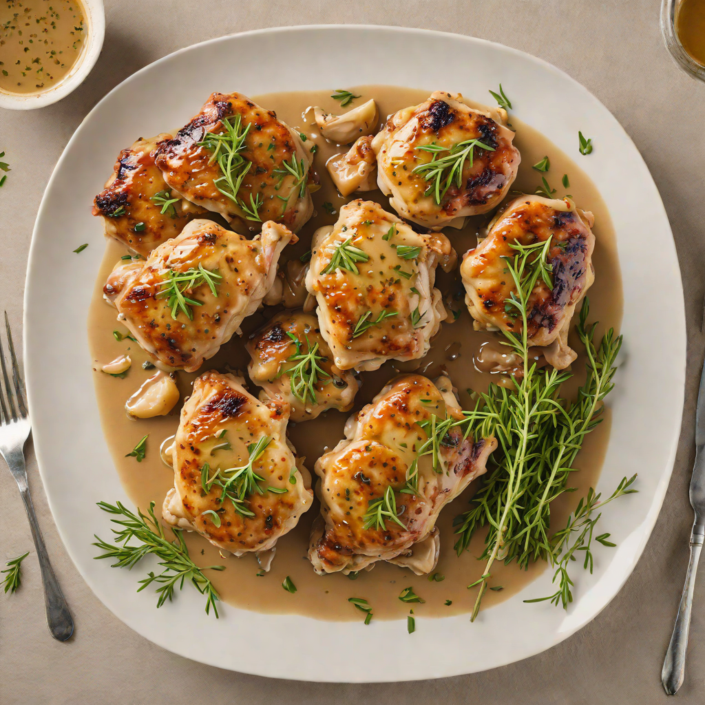 Sautéed Chicken Thighs with Garlic and Fresh Thyme Pan Sauce