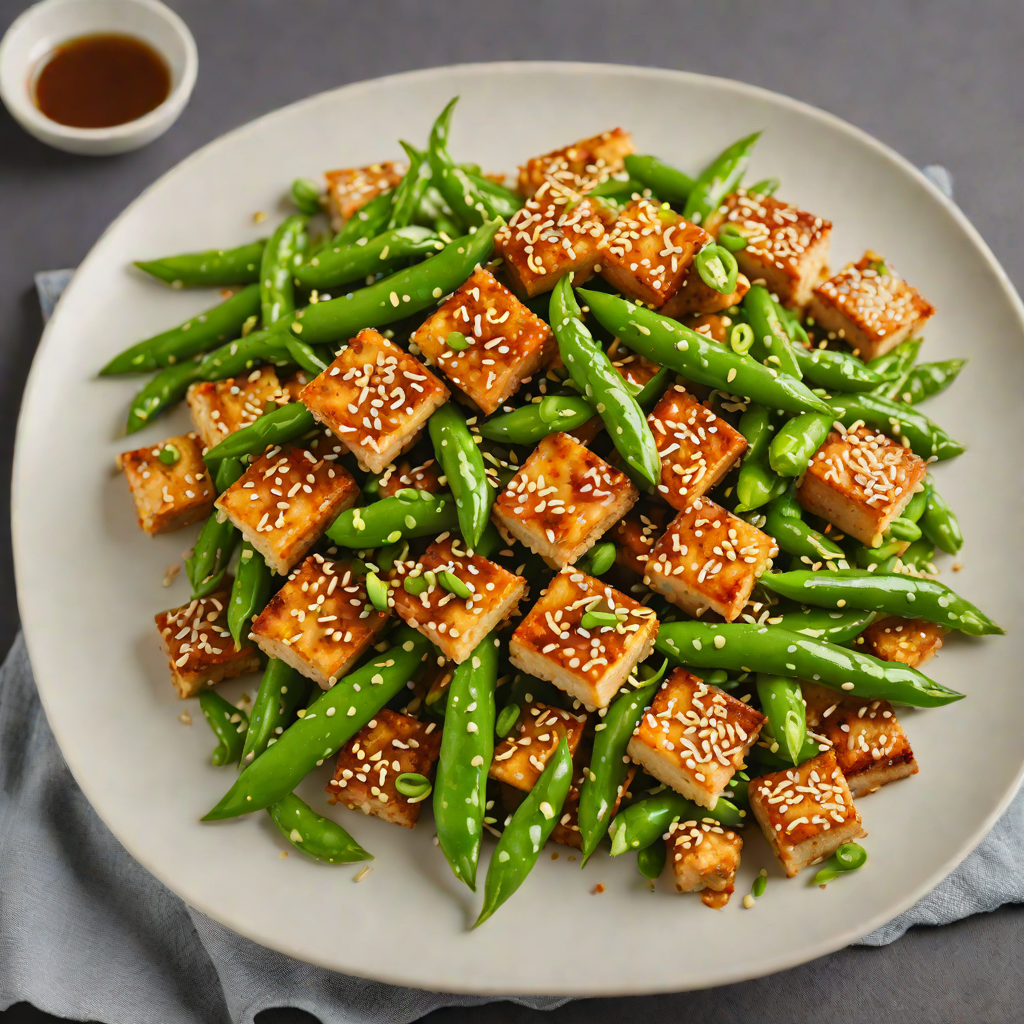 Stir-Fried Sesame Tofu with Sugar Snap Peas and Ginger
