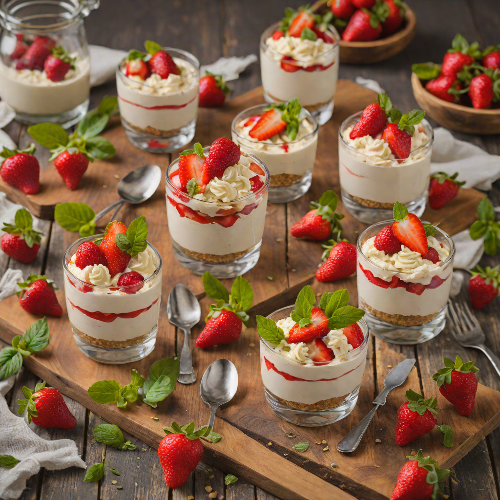 No-Bake Strawberry Basil Cheesecake Parfaits