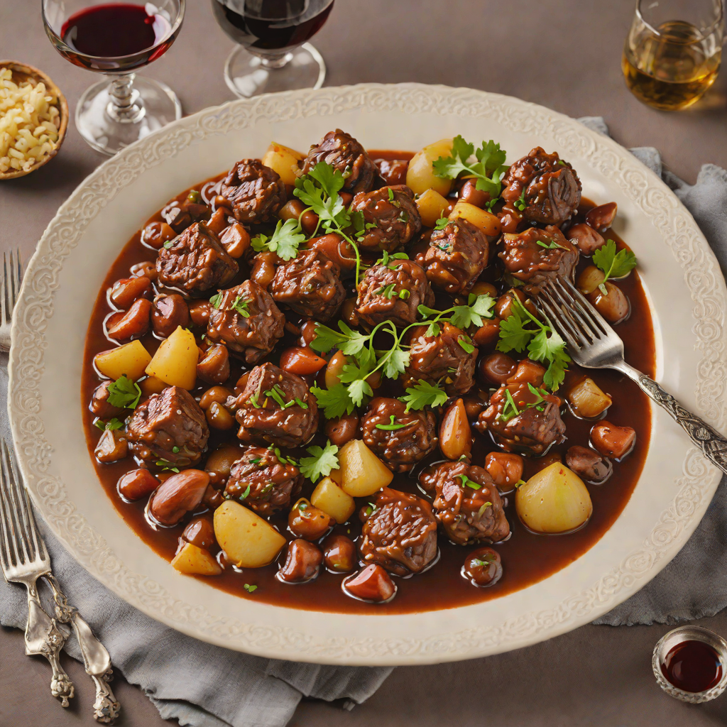 Slow-Cooked Lamb Stifado with Pearl Onions and Red Wine